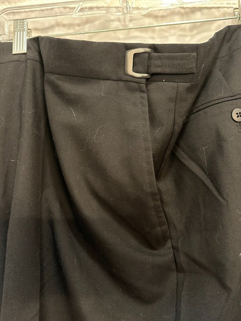 BLACK BELTLESS Norm Thompson SLACKS 48 -30 pOLY/WOOL BLEND